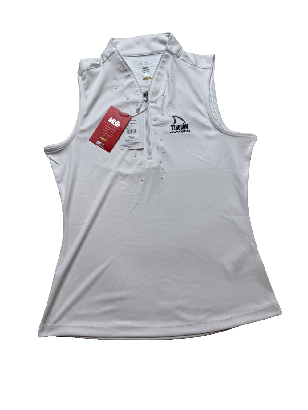 Greg Norman ML75 Polo Shirt Womens XS White Tiburon Naples Sleeveless Golf Top